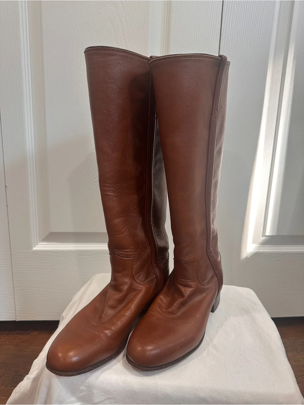Vintage Justin Black Leather Tall Riding Boots Size 5B Made in USA